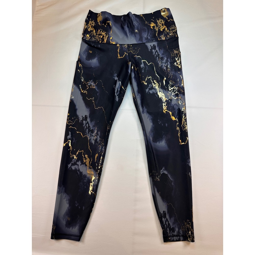Old Navy Active Powersoft Extra High Rise Leggings Black Gold Marble Petite L